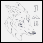 Canine-like creature with diamond patterns in its fur.
The image is drawn on paper with a pencil.